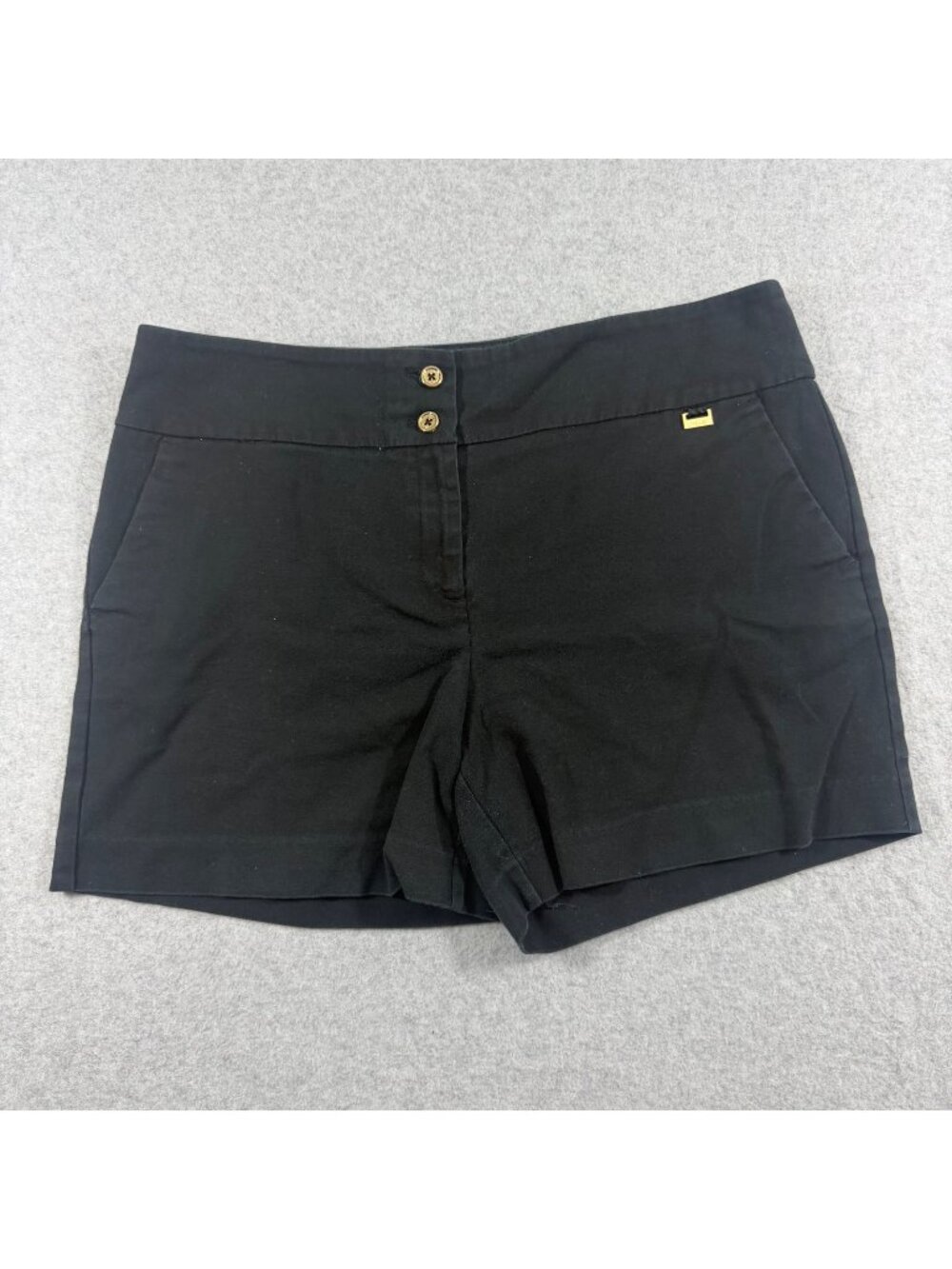 Anne Klein Women’s Shorts Size 12 Black Stretch Cotton Tailored Double Button